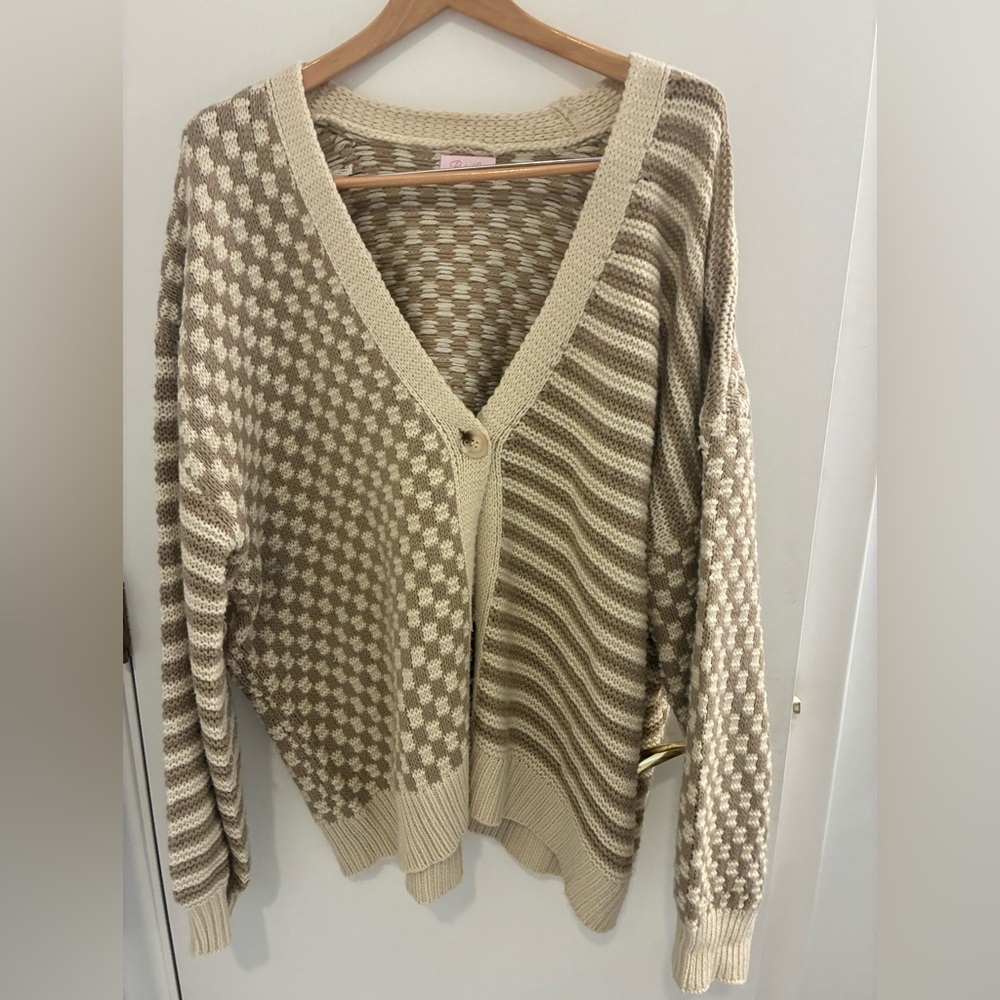 Pink Lily Beige and Cream Cardigan XXL